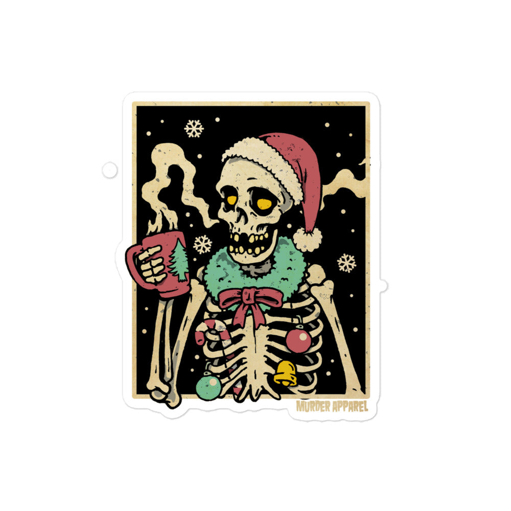 Christmas Coffee Skeleton Sticker