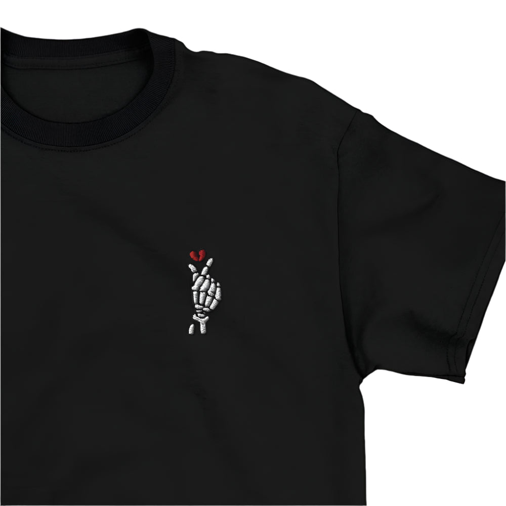 Broken Heart Skeleton Embroidery T-Shirt – Murder Apparel