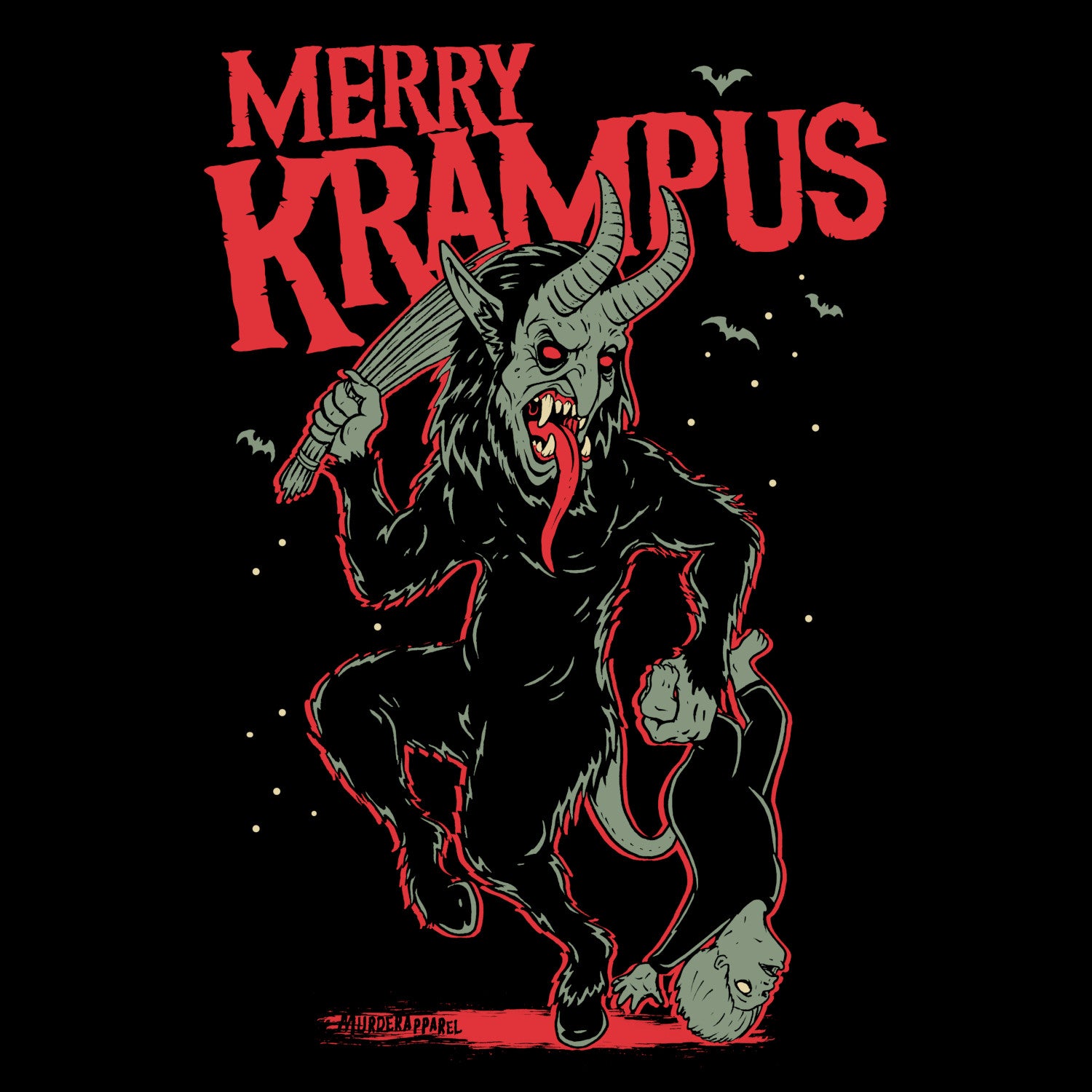 Merry Krampus Dark Christmas Horror T-Shirt – Murder Apparel