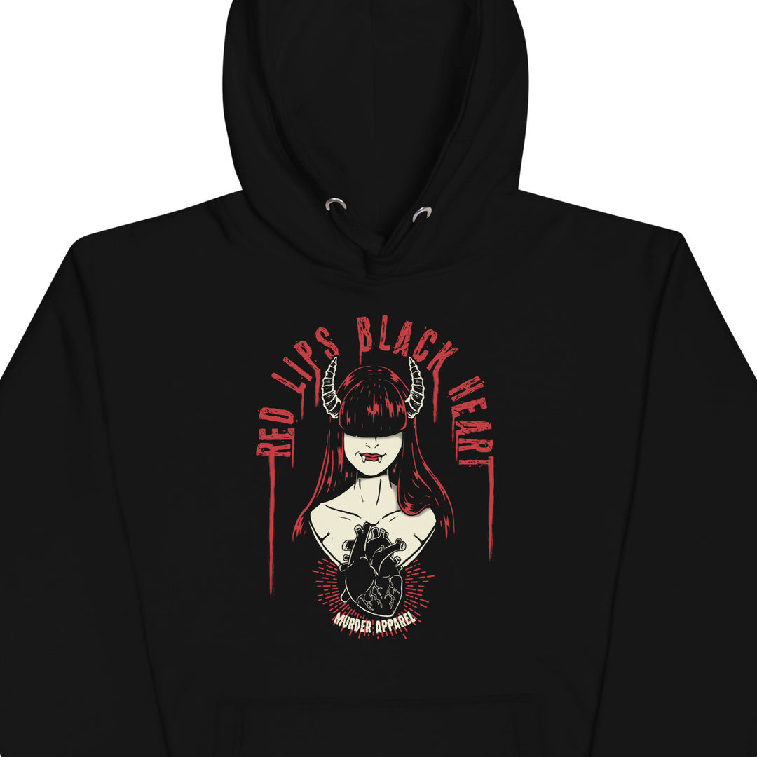Red Lips Black Heart Hoodie