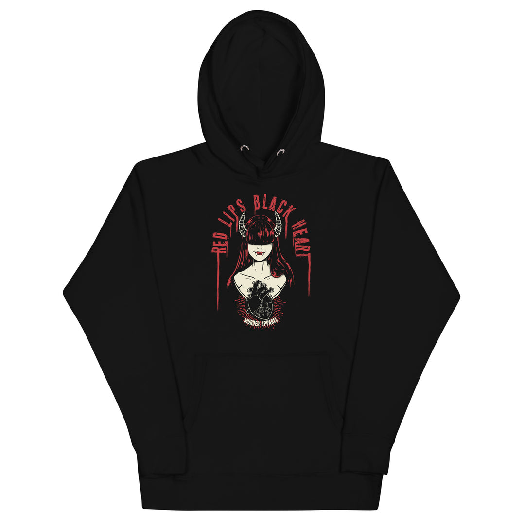 Red Lips Black Heart Hoodie