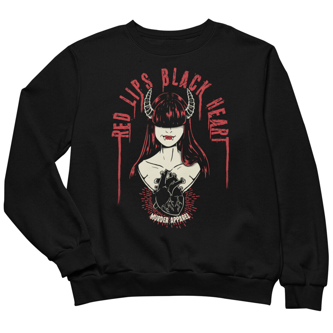 Red Lips Black Heart Sweatshirt
