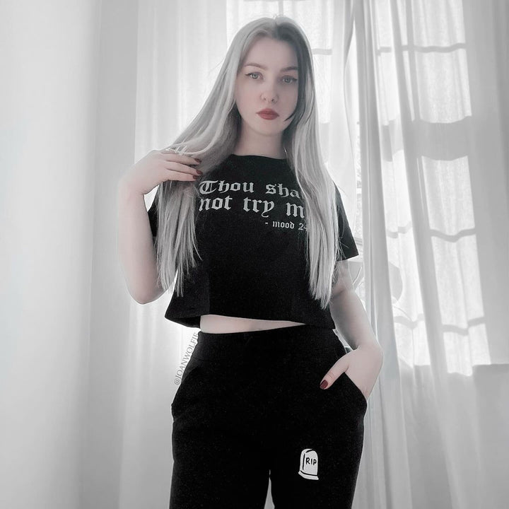 Thou Shall Not Try Me Crop Top - Murder Apparel