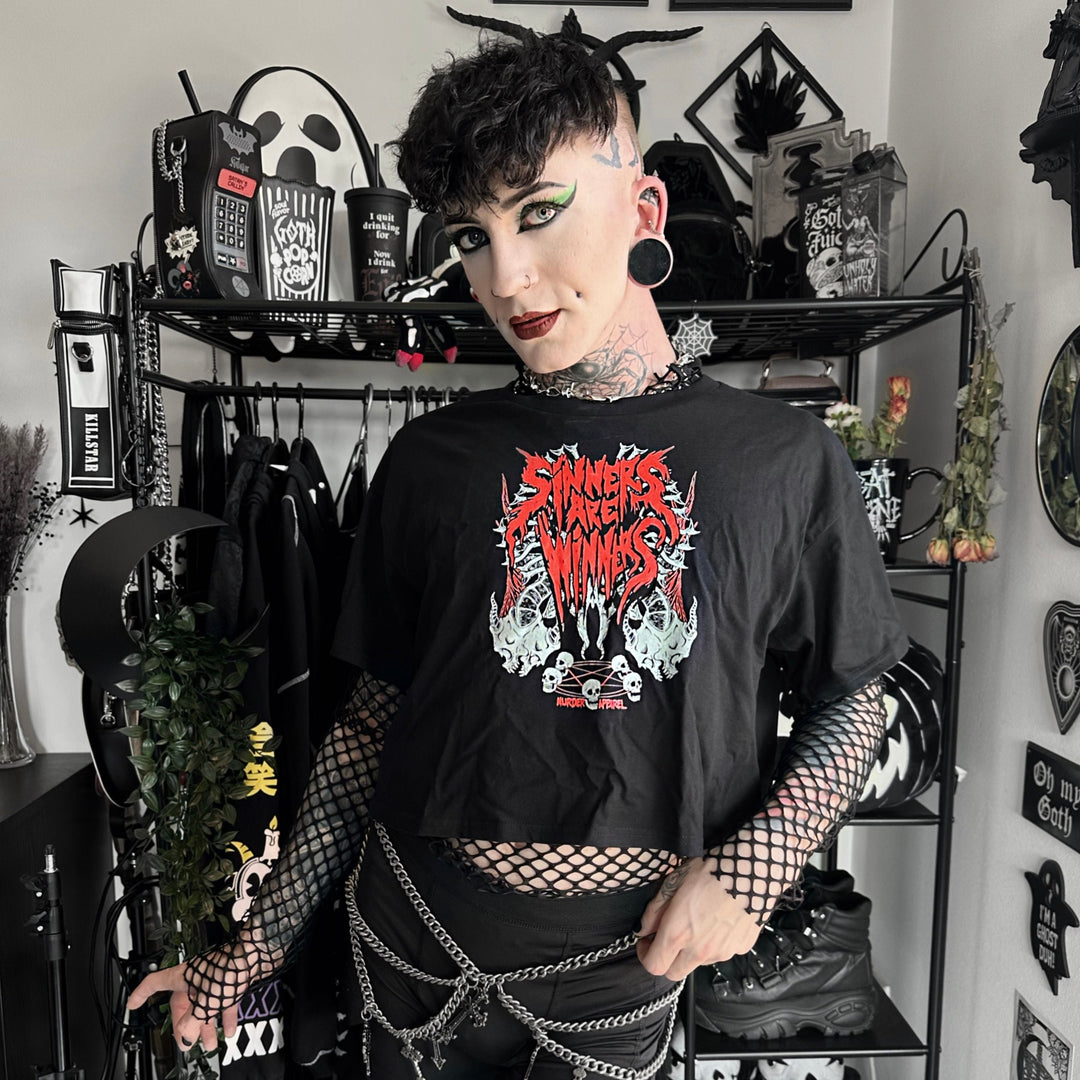 Sinners Are Winners Crop Top - Murder Apparel