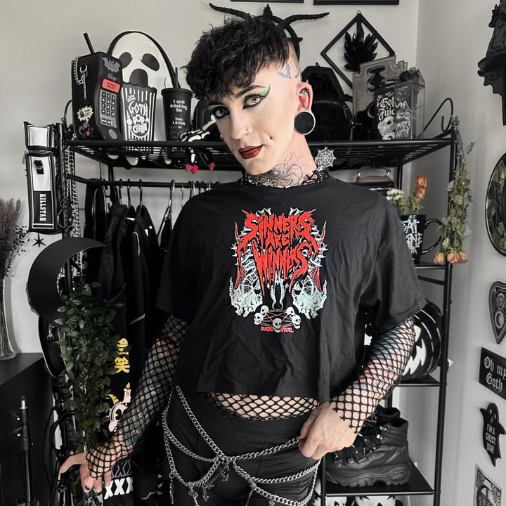 Sinners Are Winners Crop Top - Murder Apparel