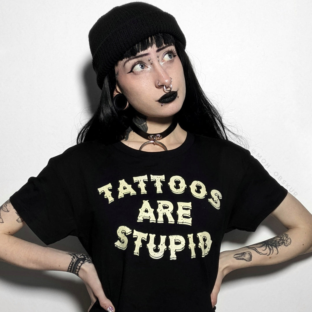 Tattoos Are Stupid Crop Top - Murder Apparel