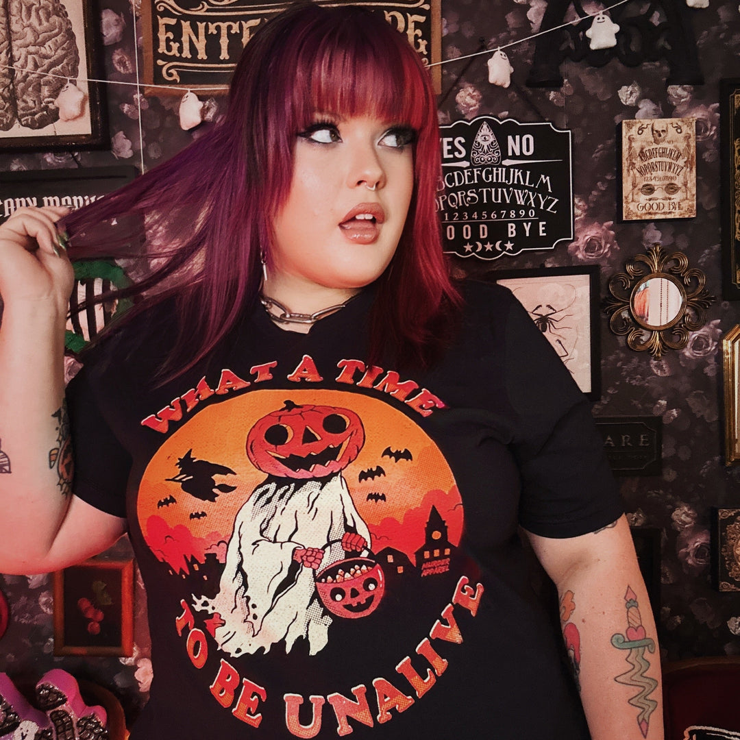 What A Time To Be Unalive T-shirt - Murder Apparel