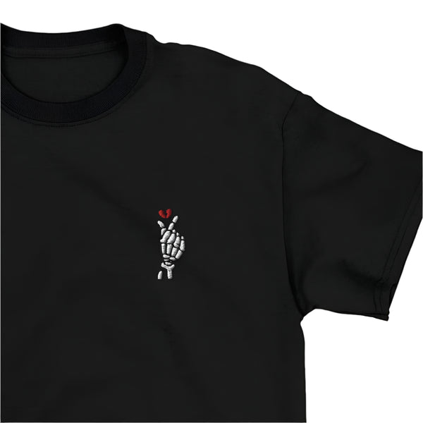 Broken Heart Skeleton Embroidery T-Shirt – Murder Apparel