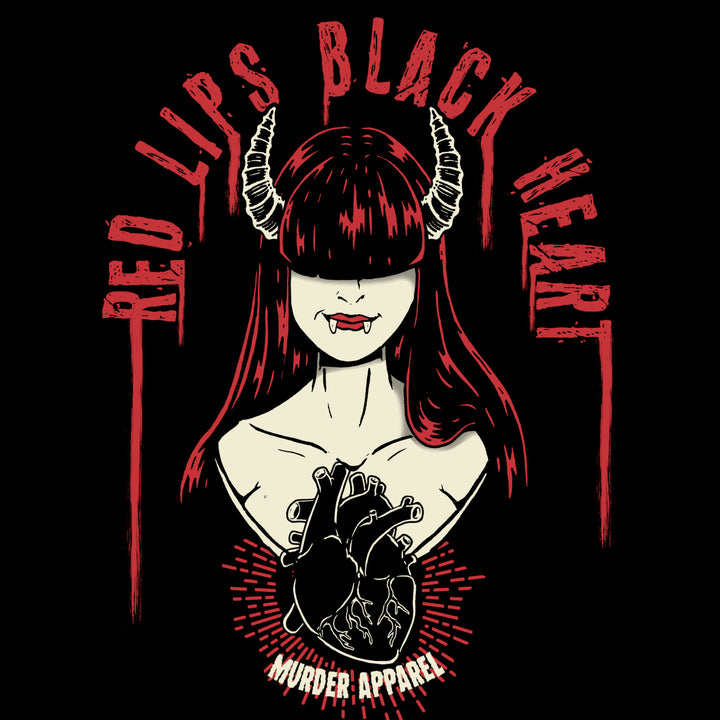 Red Lips Black Heart T-Shirt