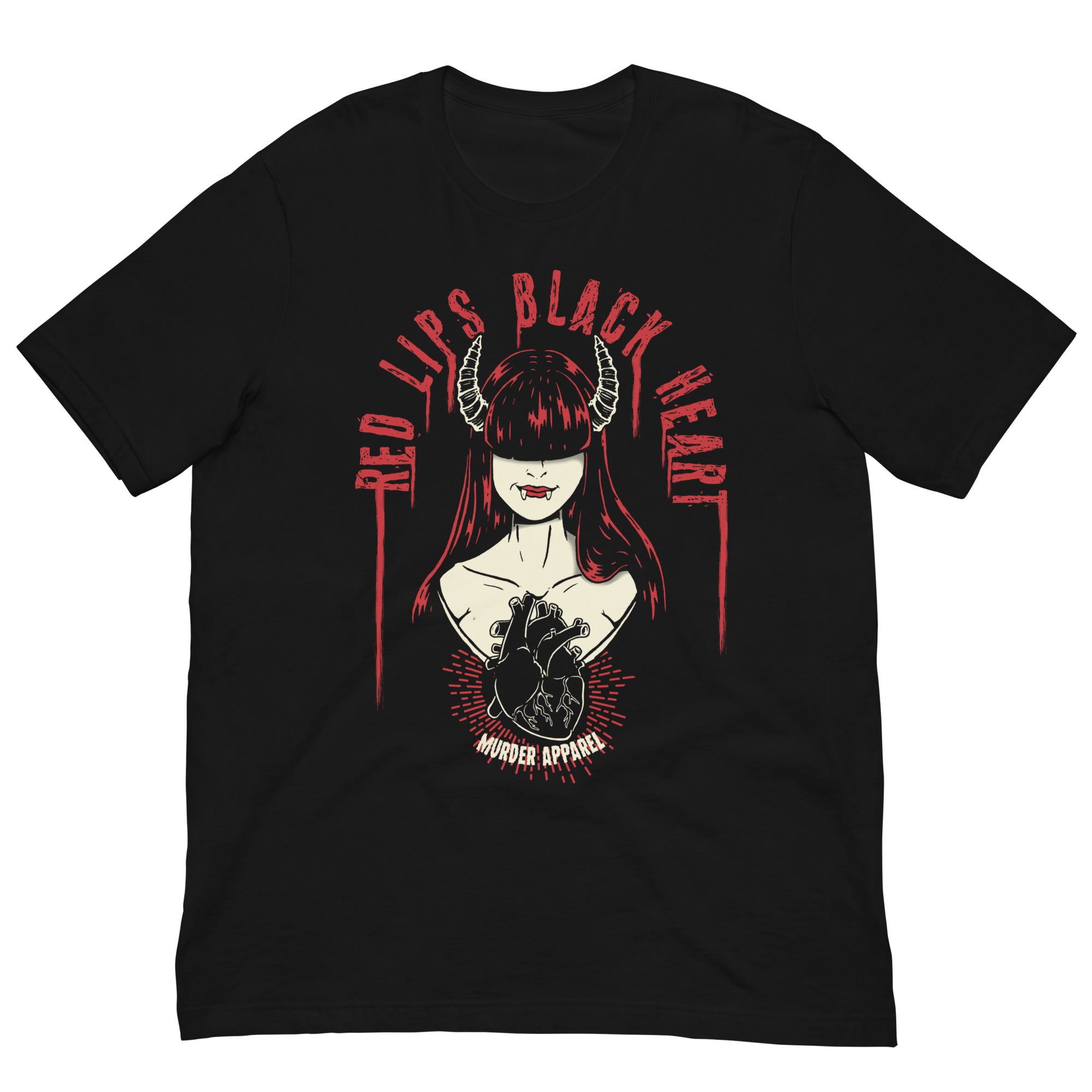 Red Lips Black Heart Devil Girl T-Shirt – Murder Apparel