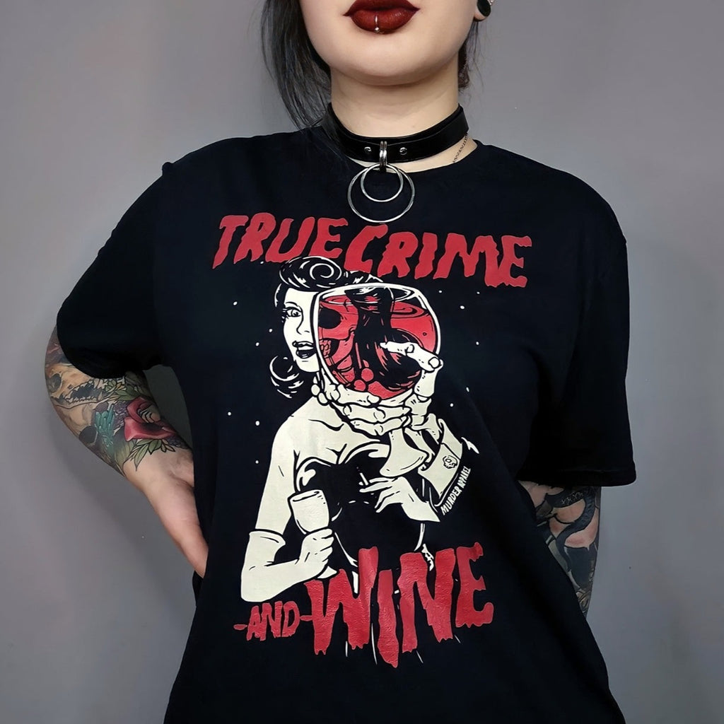 wine and true crime shirt