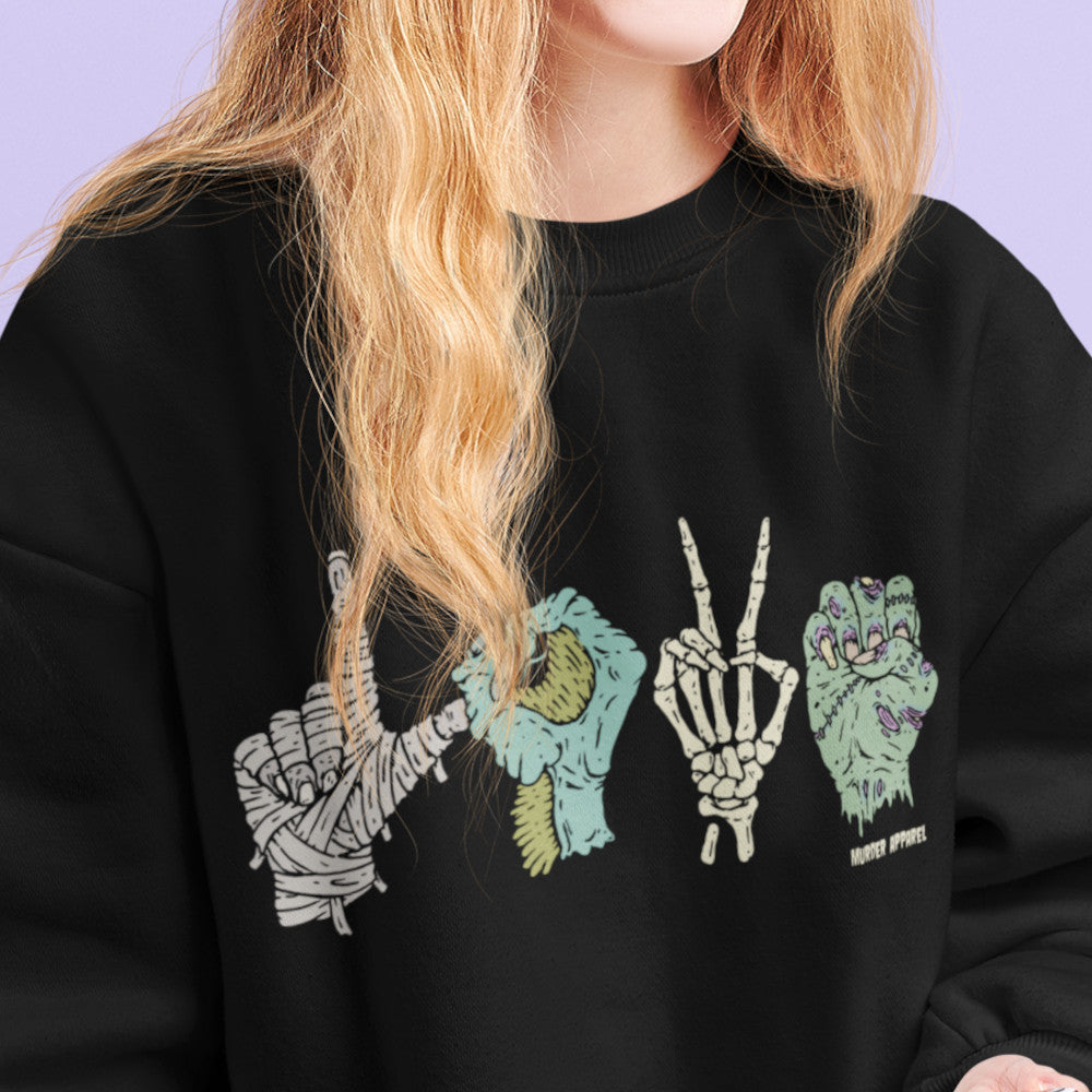 Murder Asl Sign Monster Love Sign Language Halloween Sweatshirt – Murder Apparel