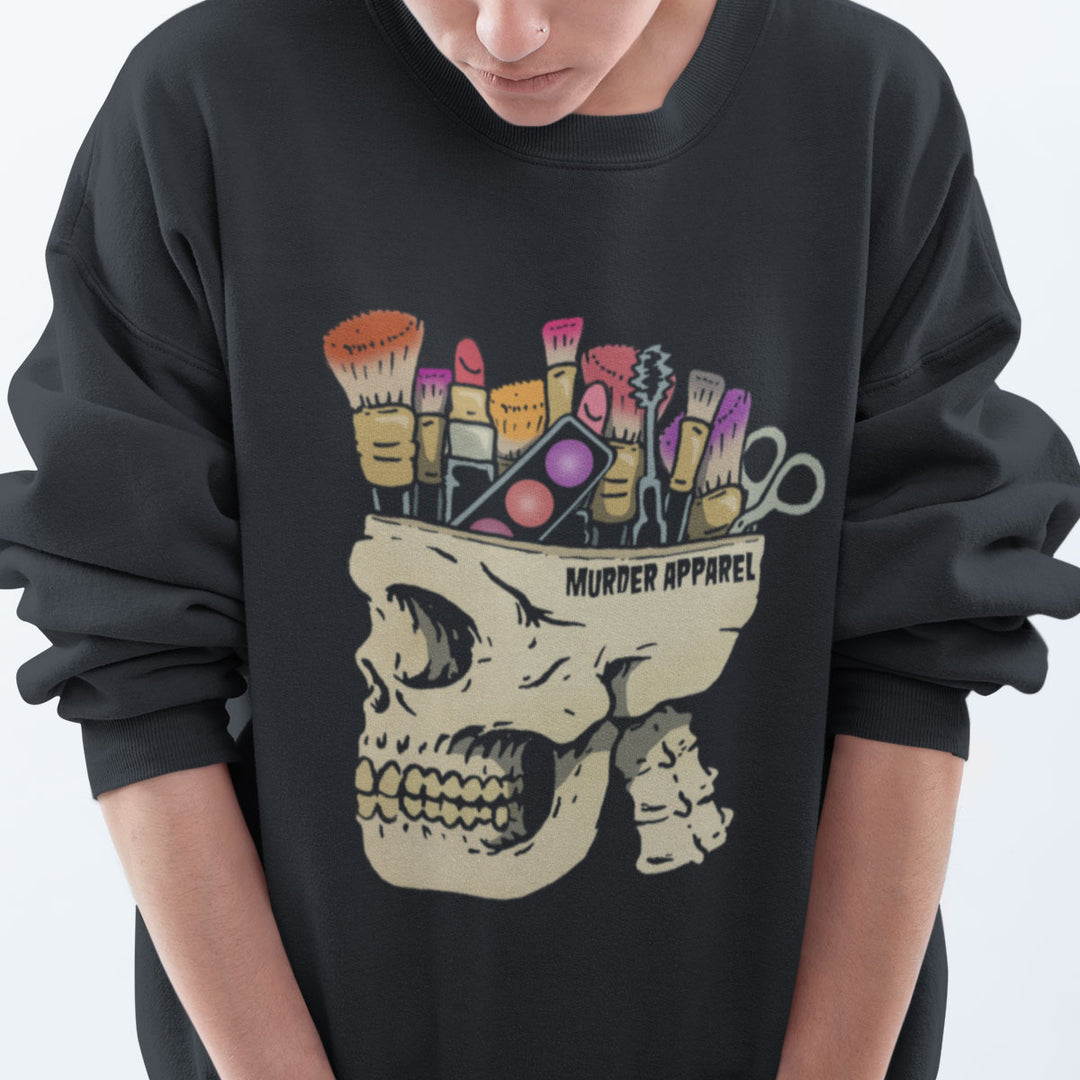 Make Up Addict Skull Sweatshirt - Murder Apparel